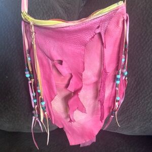 Small Hot pink leather festival purse